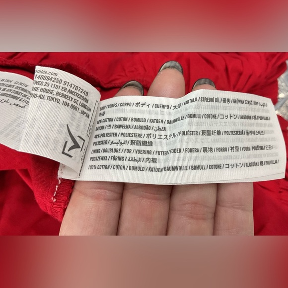 Abercrombie & Fitch Red Poplin Bubble Hem Peplum Top - Size L - Picture 13 of 16